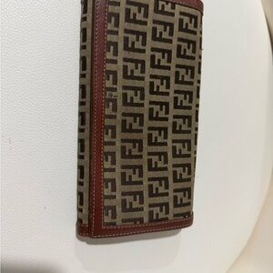 Fendi Beige and Brown Logo Wallet